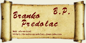 Branko Predolac vizit kartica